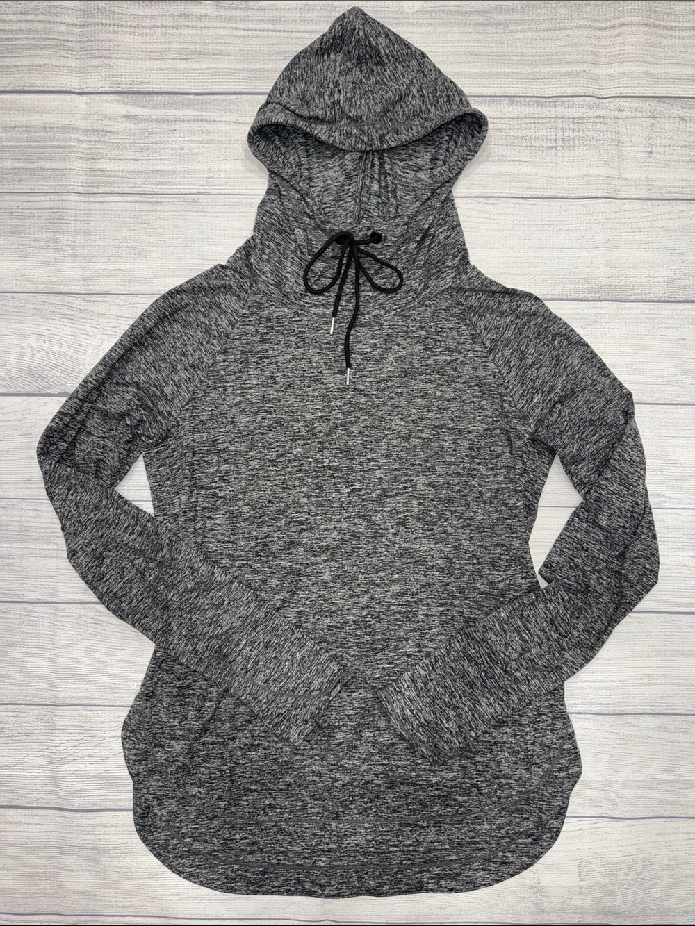 Athleta Heathered Charcoal Hooded Pullover